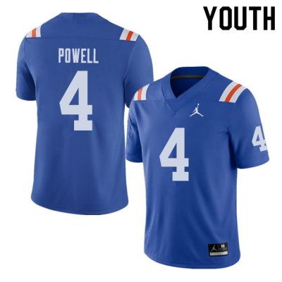 Youth Florida Gators #4 Brandon Powell NCAA Jordan Brand Royal Throwback Alternate Authentic Stitched College Football Jersey TTA6762KB